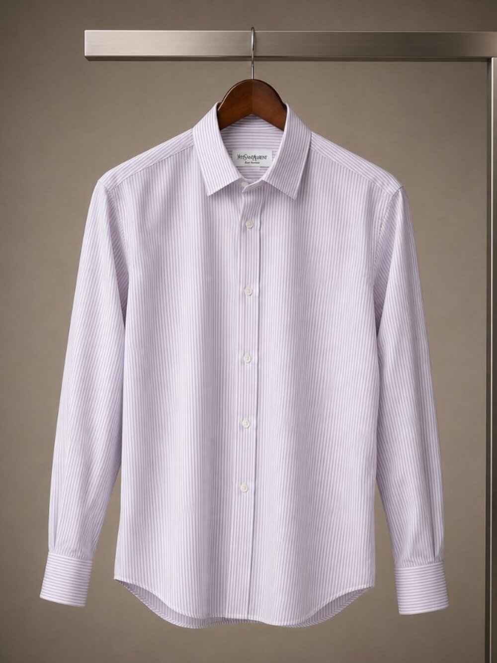 YSL Rive Gauche Purple Stripe Dress Shirt 16 / 41 Made in Italy